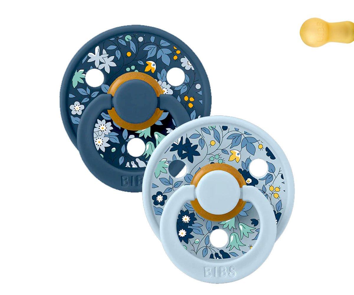 Bibs - Chupetes de bebé, goma natural sin BPA, fabricados en Dinamarca,  juego de 2 chupetes color azul bebé y noche (6 a 18 meses)